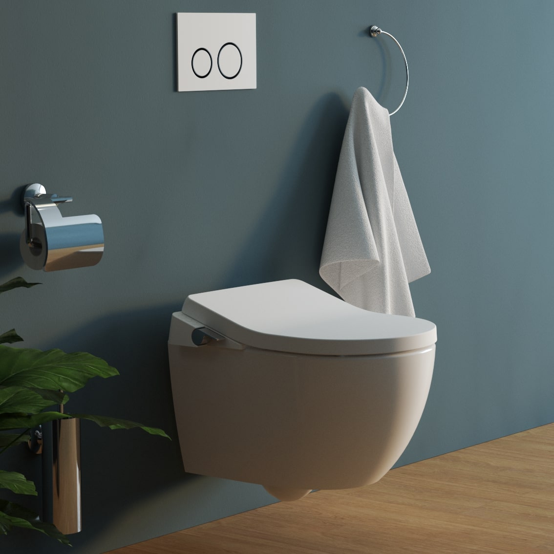 WC elettronico con doccia Aqua Comfort con acqua calda, riscaldamento del sedile e luce notturna