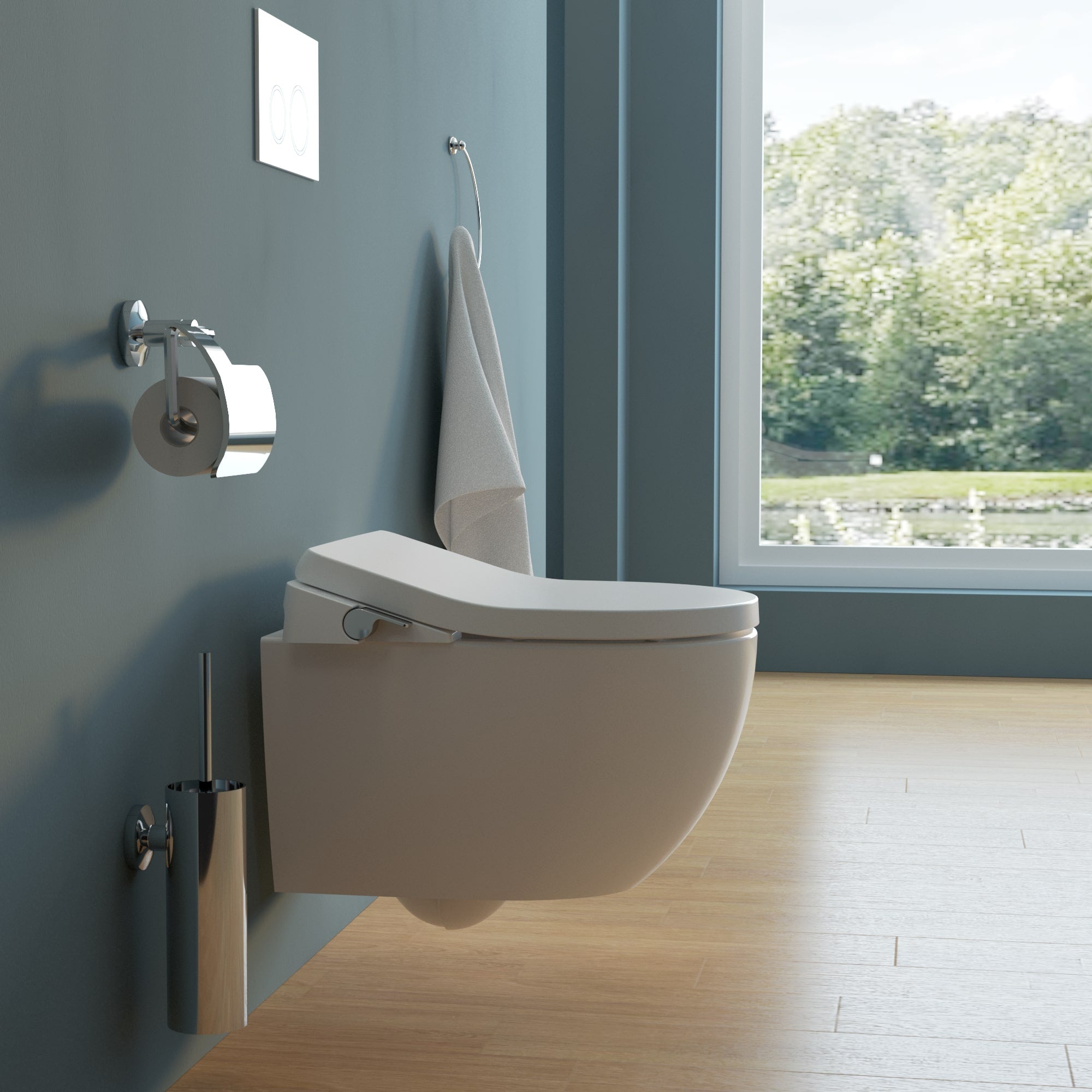 WC elettronico con doccia Aqua Comfort con acqua calda, riscaldamento del sedile e luce notturna