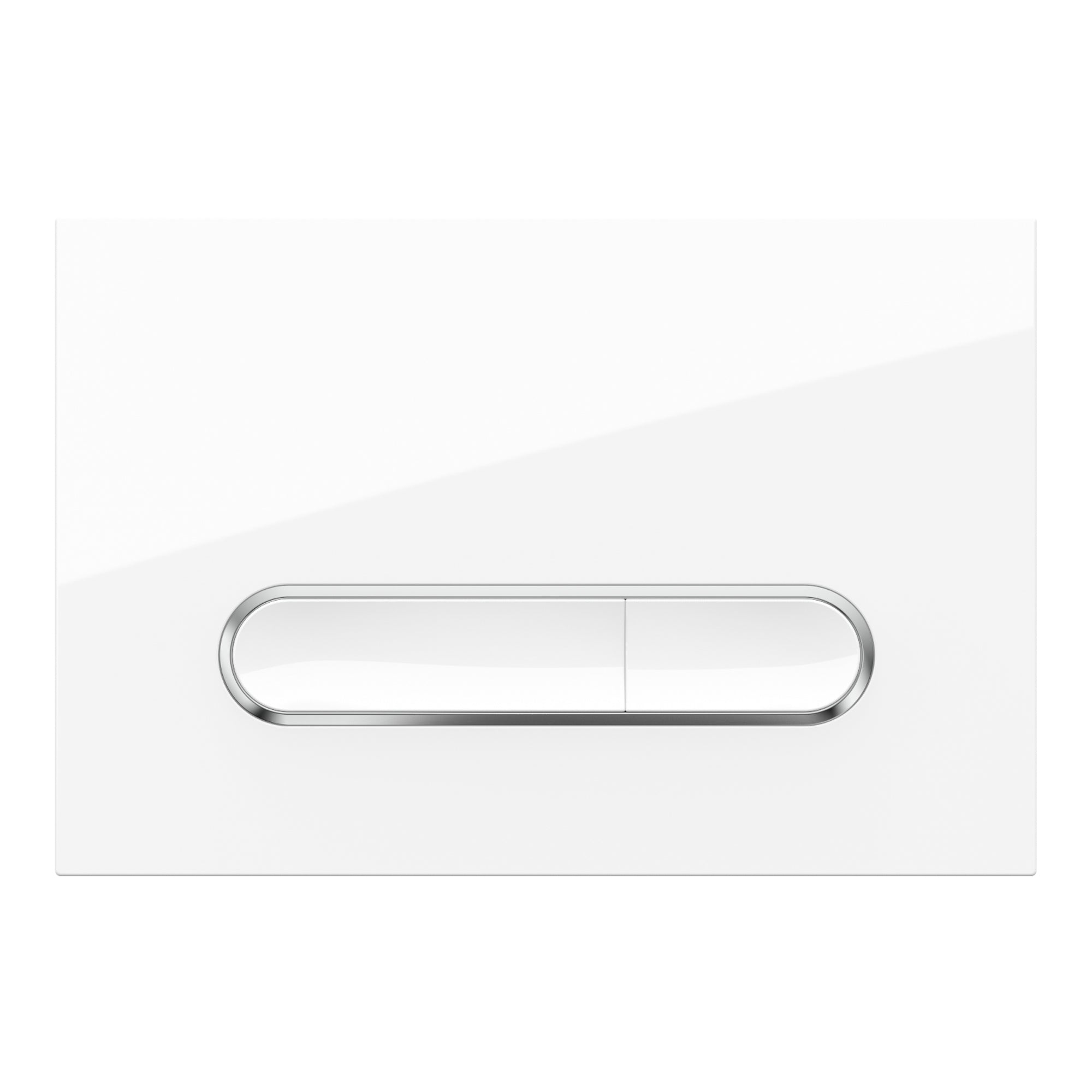 Plaque de commande blanc brillant avec bordure chromée compatible avec Geberit Duofix Sigma / DELTA 2 double chasse d'eau