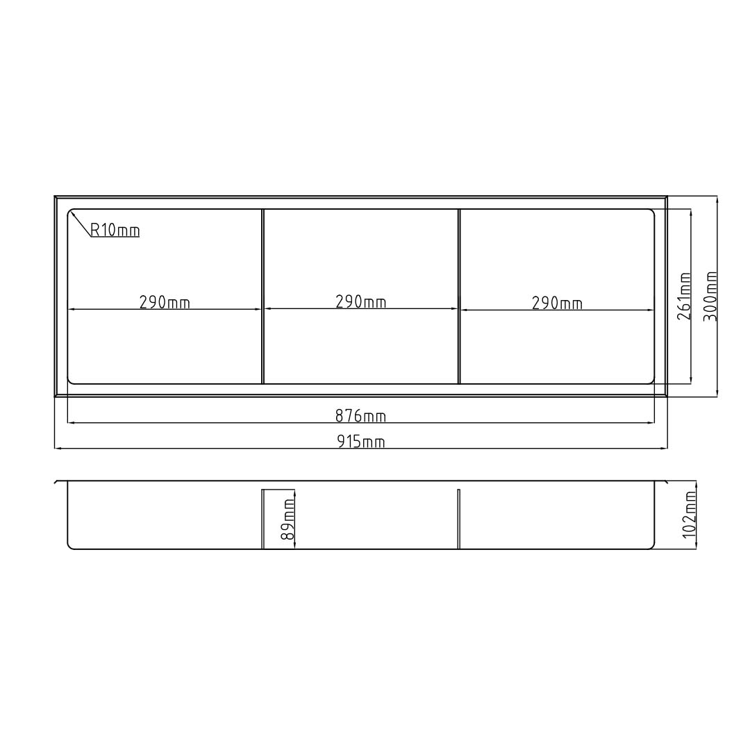 Niche murale Stilform 90 x 30 noir mat en acier inoxydable avec 2 étagères, tablette de douche