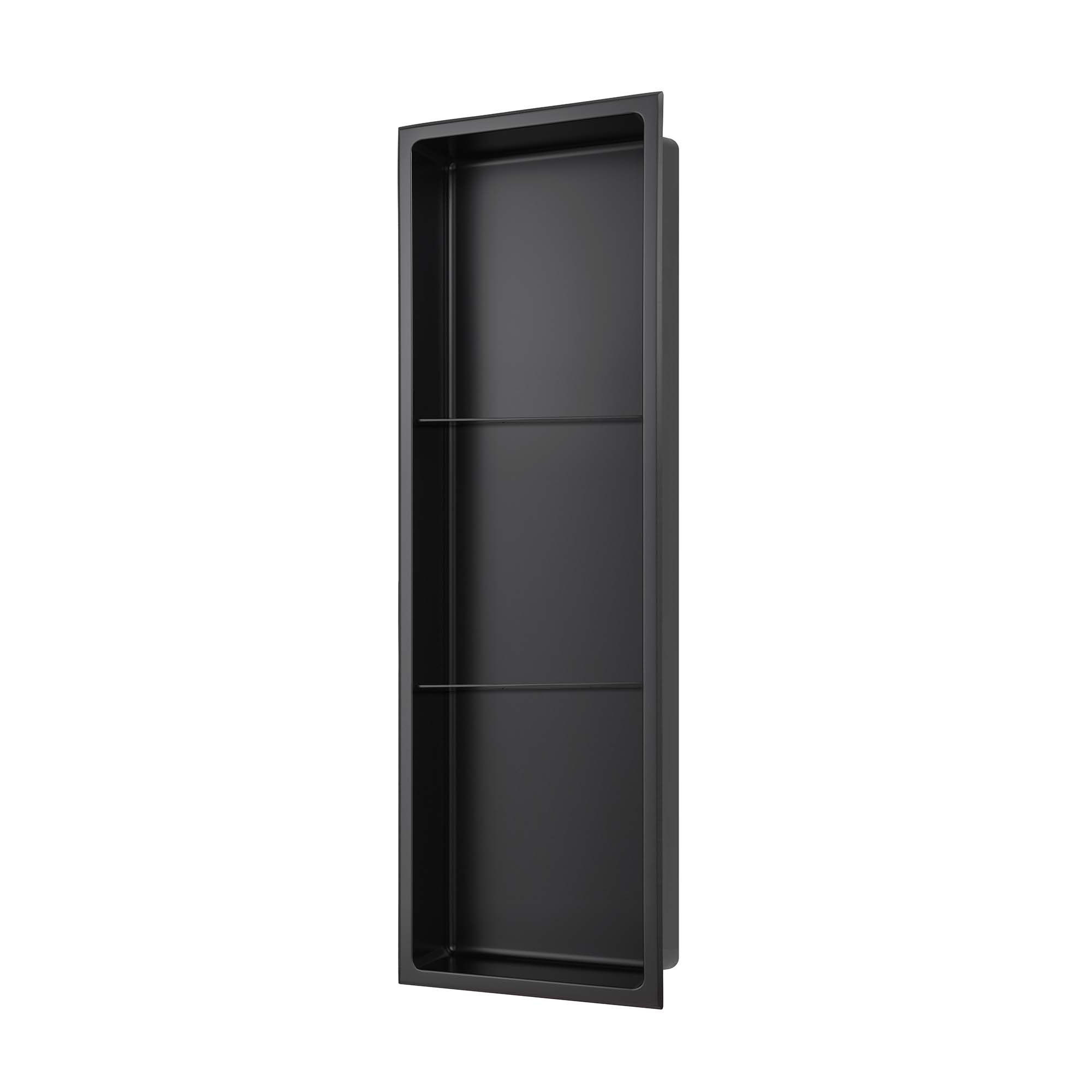 Niche murale Stilform 90 x 30 noir mat en acier inoxydable avec 2 étagères, tablette de douche