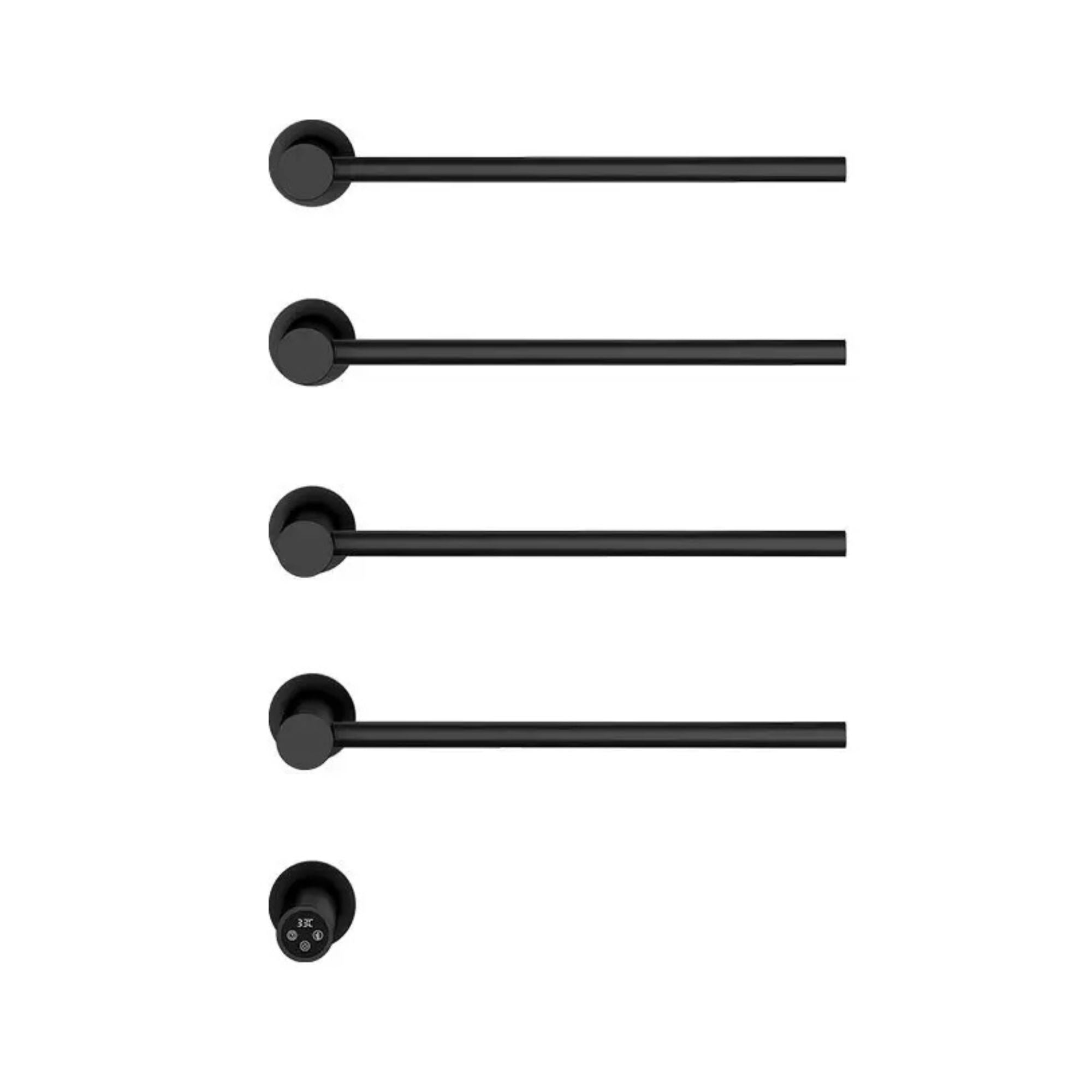 Radiateur électrique mural encastré pour salle de bain 60W – 4 barres, noir mat, env. 60x50 cm, thermostat réglable