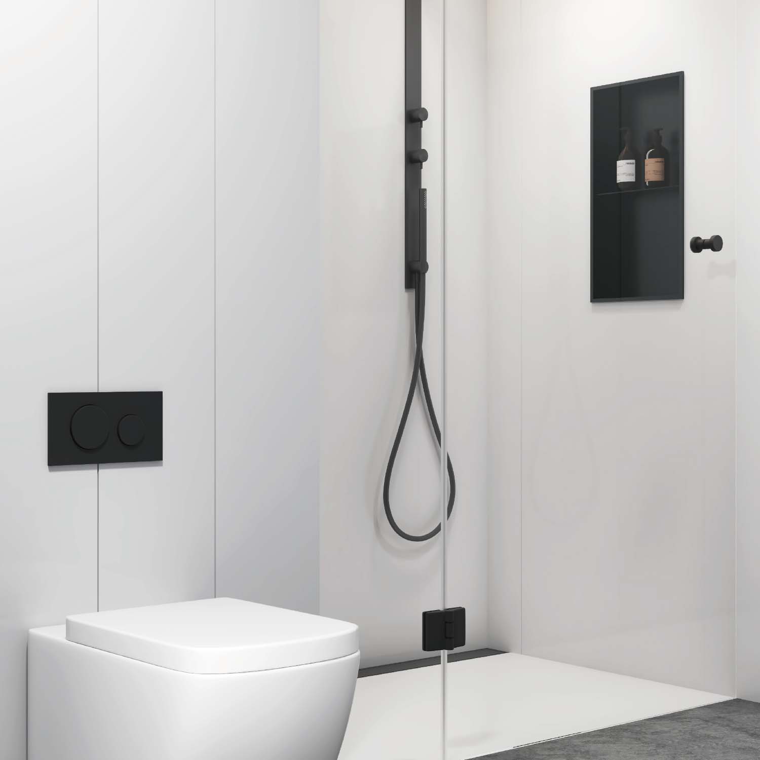 Niche murale Stilform en acier inoxydable noir mat 60x30 cm avec séparation