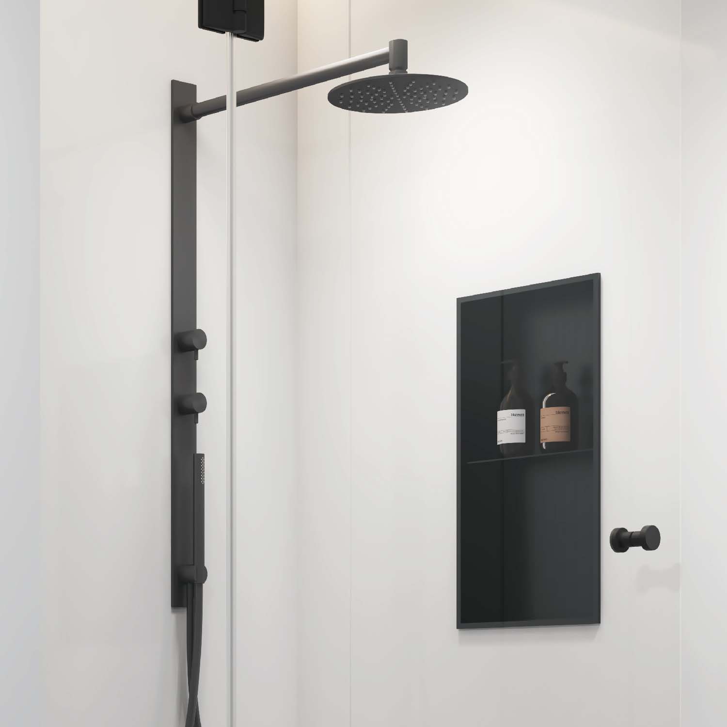 Niche murale Stilform en acier inoxydable noir mat 60x30 cm avec séparation