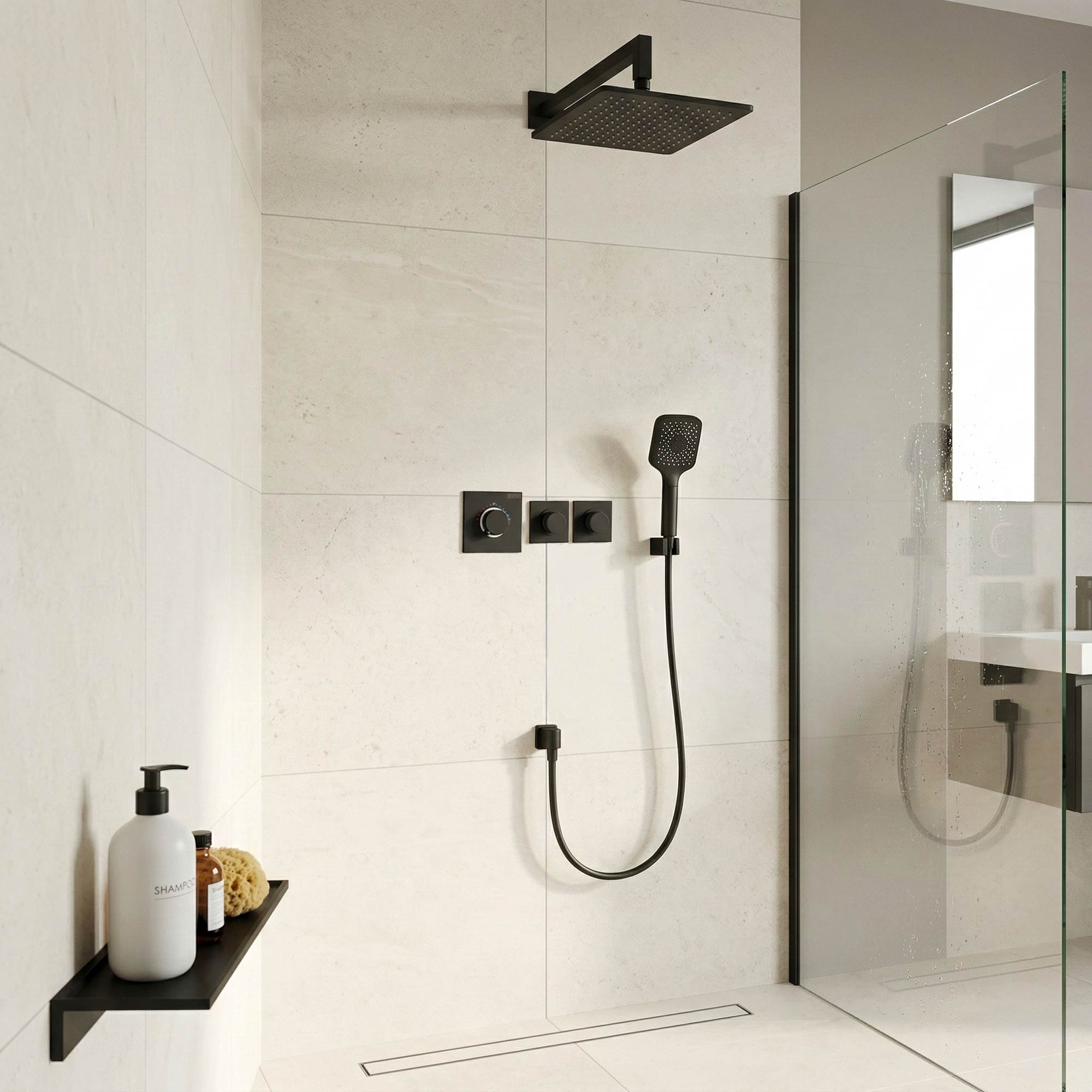 Soho 2 Wege Unterputz Thermostat Armatur Schwarz Matt