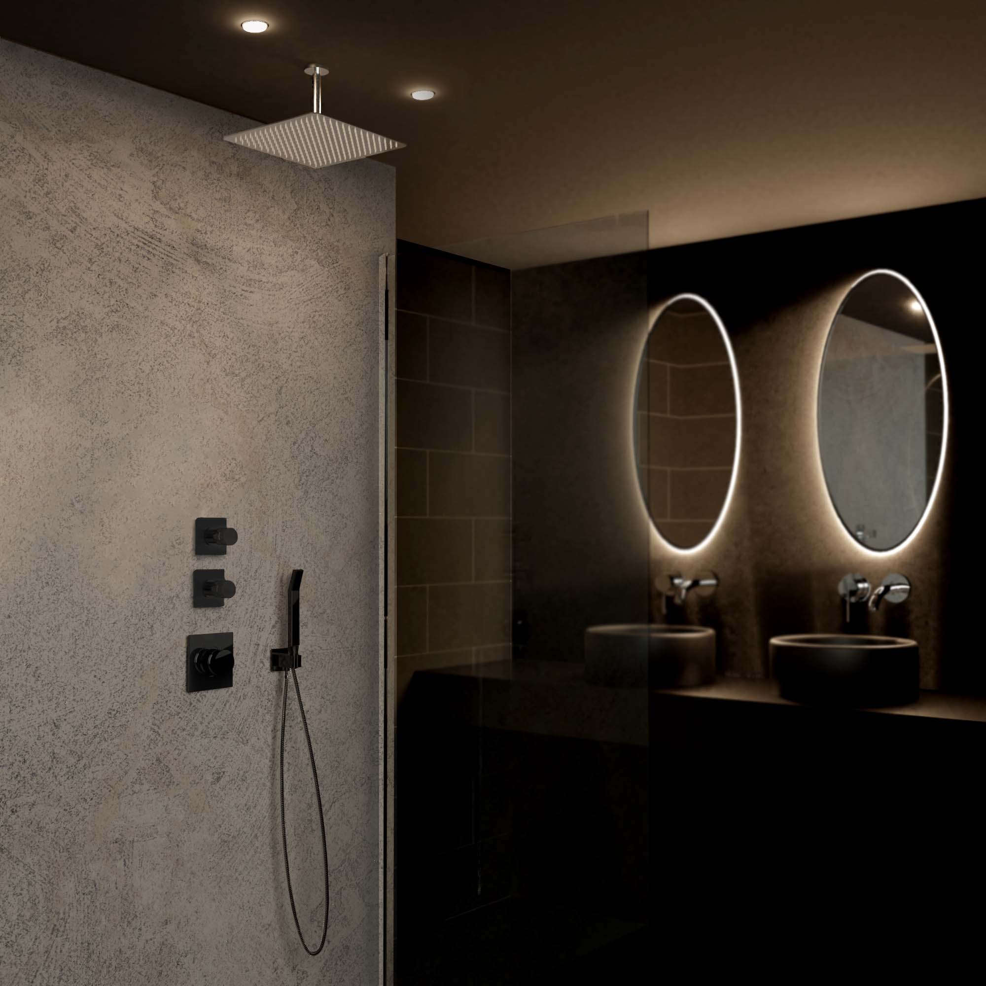 Mitigeur thermostatique encastré 2 voies Soho noir mat