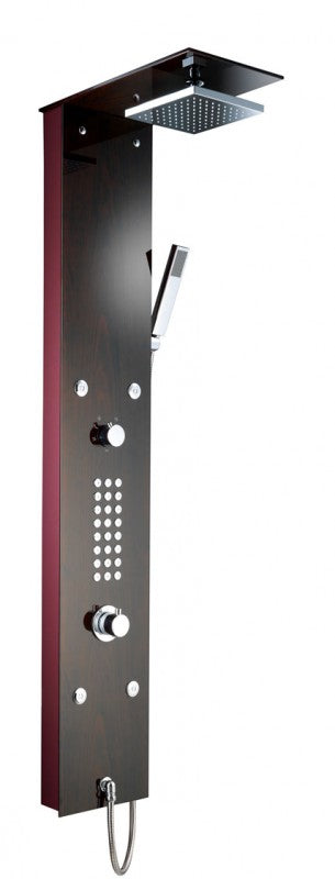 Panneau de douche XXL en verre "Acajou" avec 4 jets de massage et thermostat