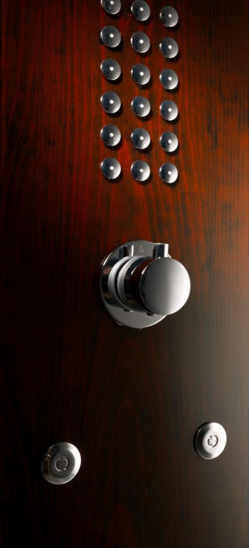 Panneau de douche XXL en verre "Acajou" avec 4 jets de massage et thermostat