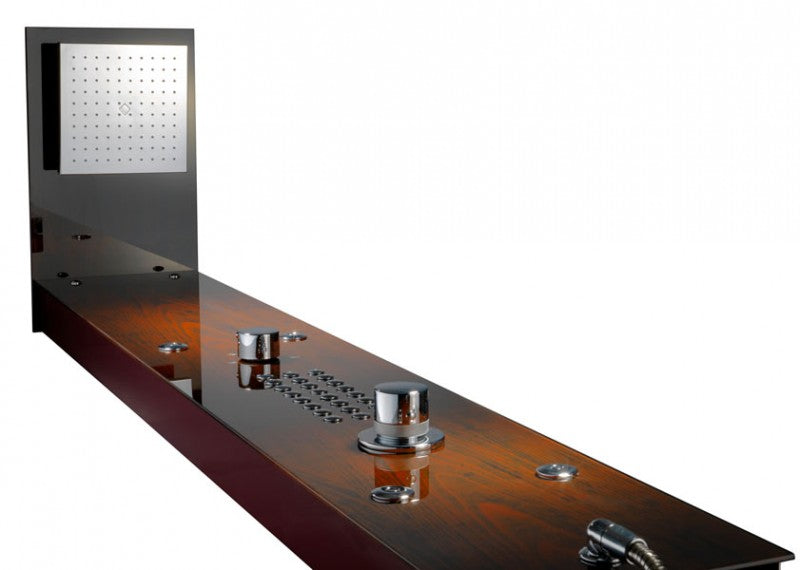 Panneau de douche XXL en verre "Acajou" avec 4 jets de massage et thermostat