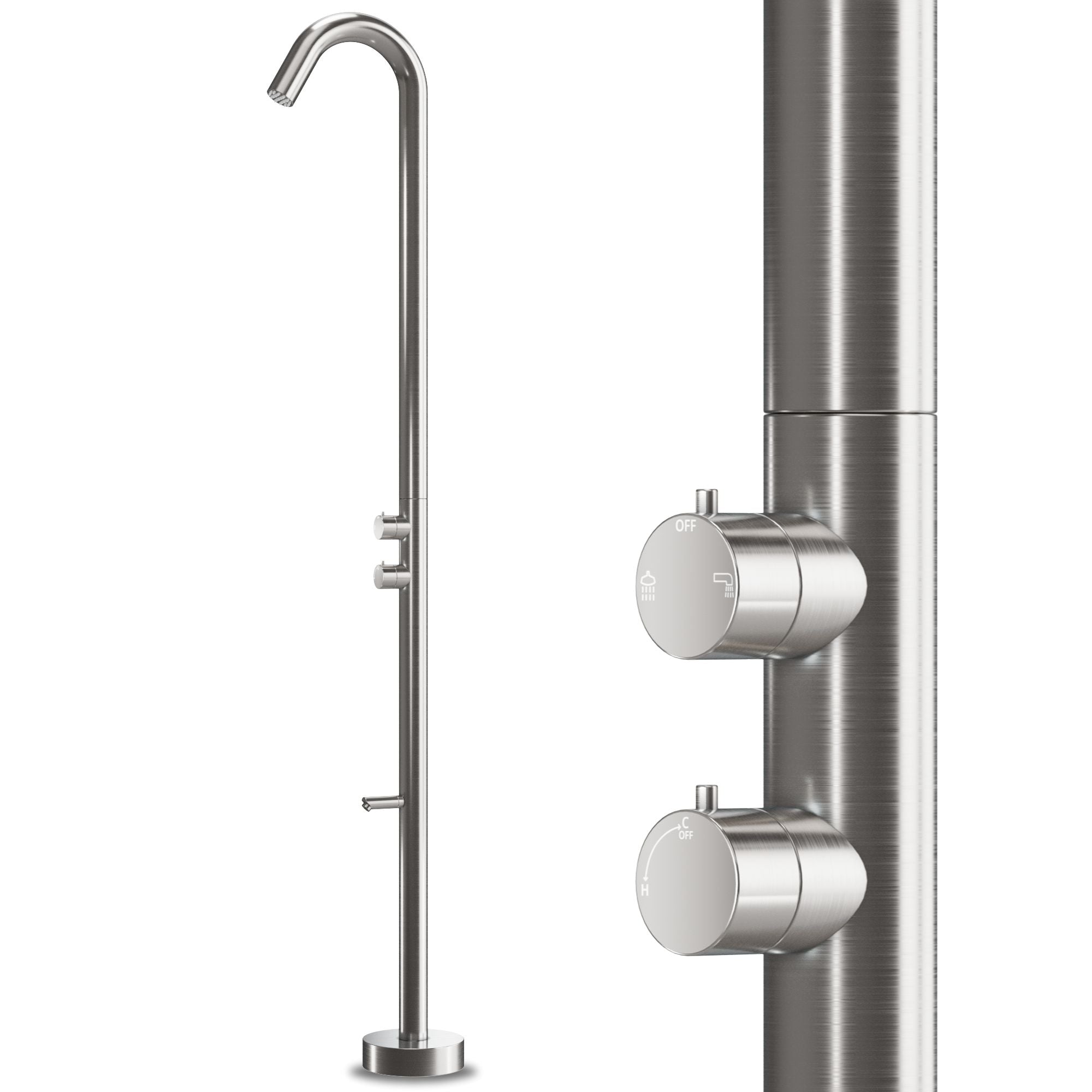 Colonne de douche de jardin design série PARK en acier inoxydable