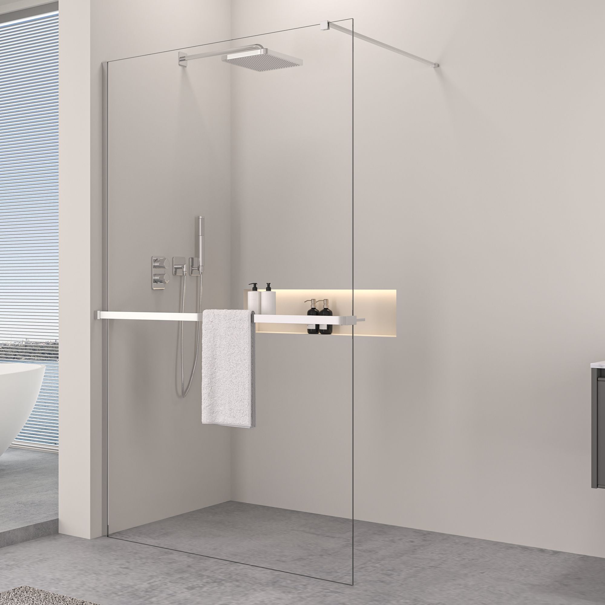 Walk-In Duschtrennwand 10mm ESG Glas 80-160 cm