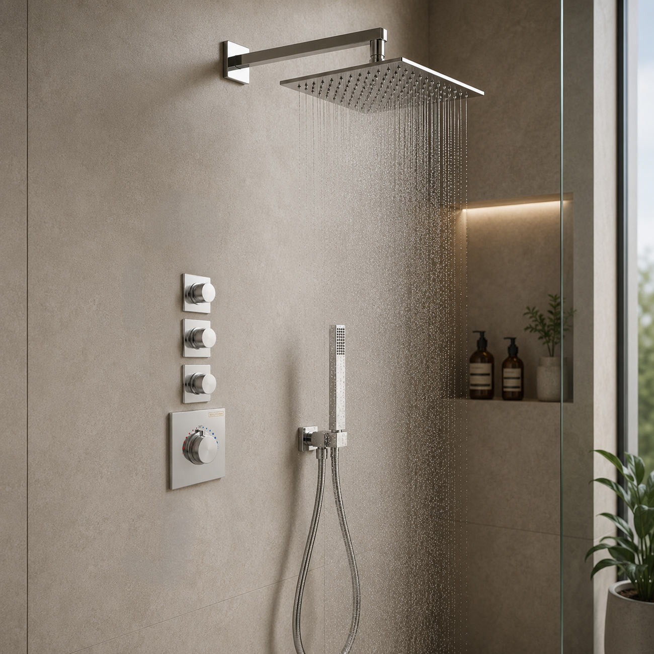 Grifo termostático empotrado Soho de 3 vías