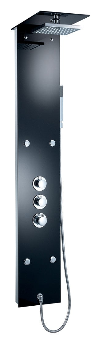 Edles Glas Duschpaneel mit Thermostat Schwarz