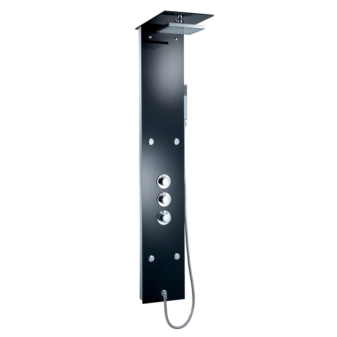 Panneau de douche en verre élégant avec thermostat noir