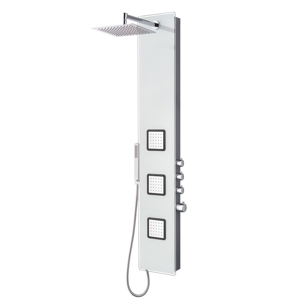 Panneau de douche en verre avec thermostat blanc et douche de pluie XXL