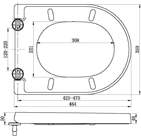 Sedile WC Stilform Soho 1.0 a forma di D con meccanismo di chiusura ammortizzata in bianco (duroplasto)
