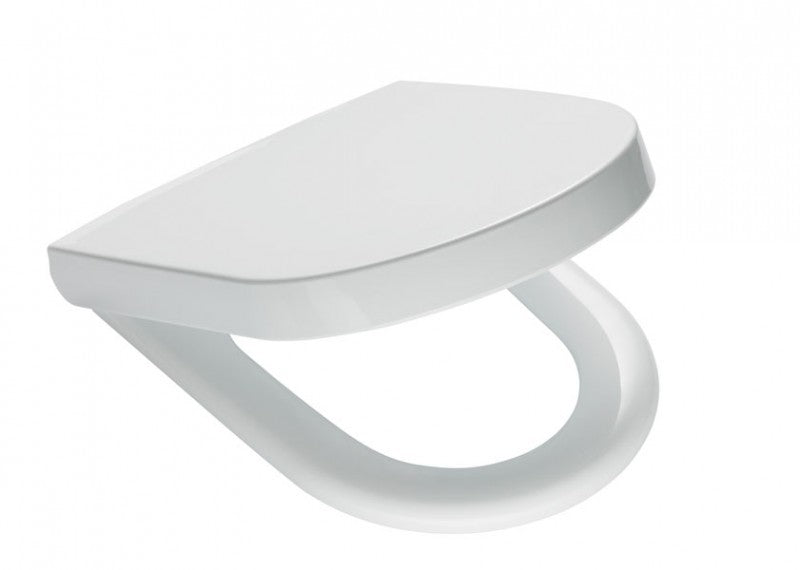 Sedile WC Stilform Soho 1.0 a forma di D con meccanismo di chiusura ammortizzata in bianco (duroplasto)