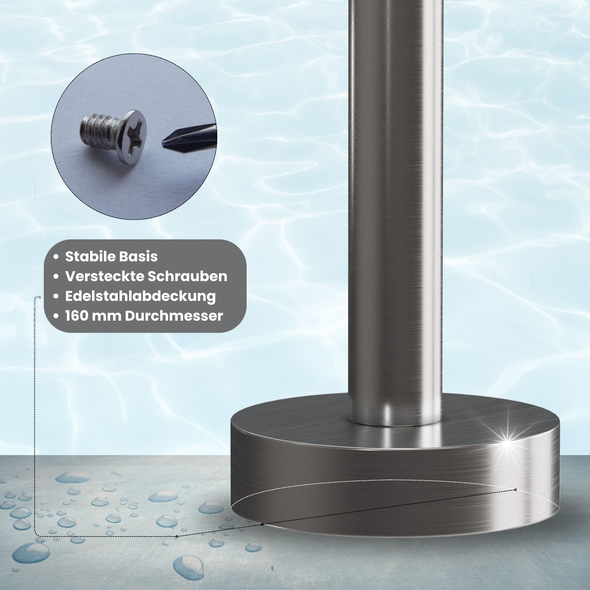 Colonne de douche de jardin design série PARK en acier inoxydable