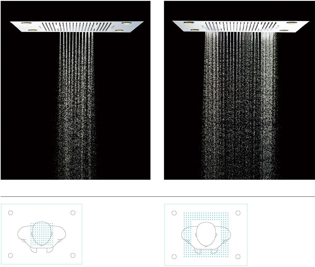 Soho Regendusche 60x80 LED Wasserfall mit Einbaurahmen