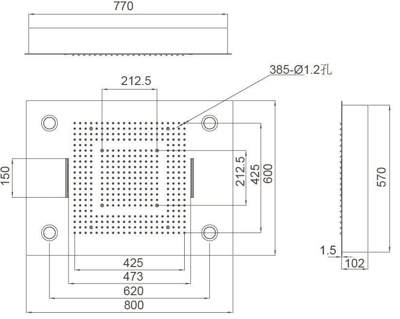 Soho Regendusche 60x80 LED Wasserfall mit Einbaurahmen