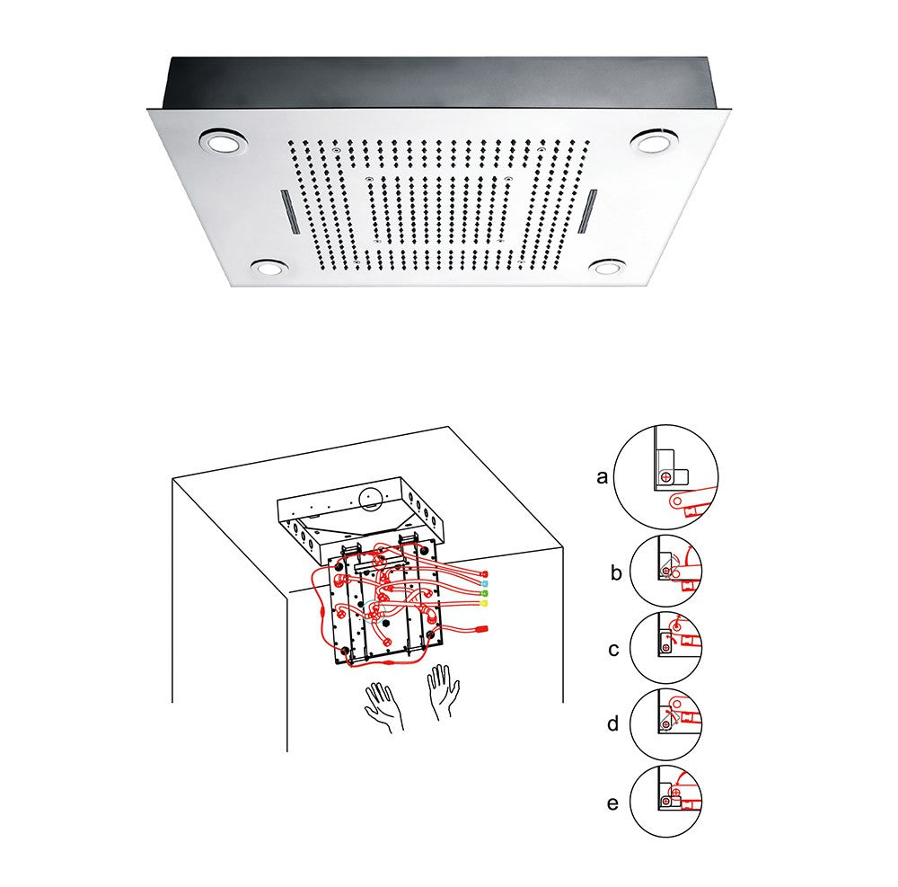 Soho Regendusche 60x80 LED Wasserfall mit Einbaurahmen