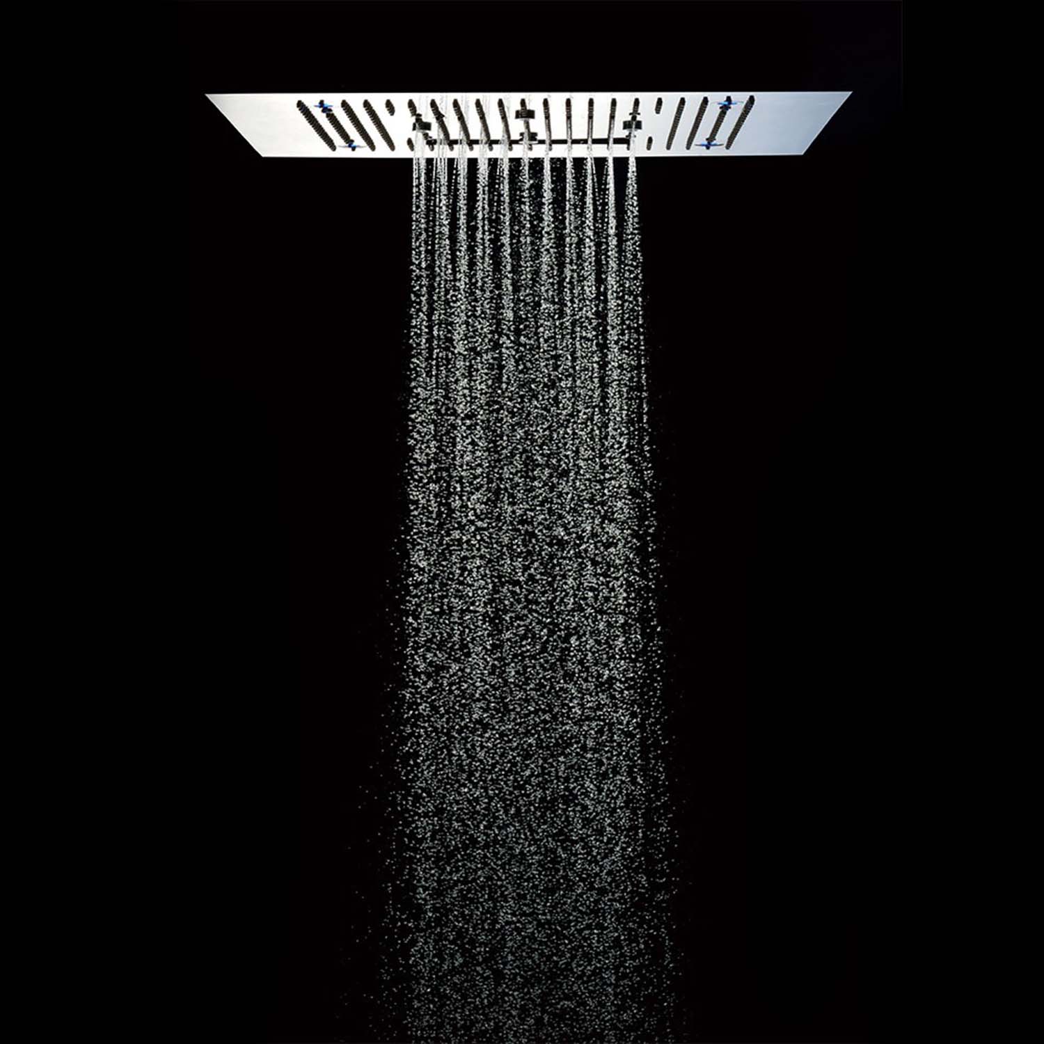 Soho douche à effet pluie 60x60 cm avec éclairage LED effet cascade et brouillard, cadre d'installation inclus, en noir mat