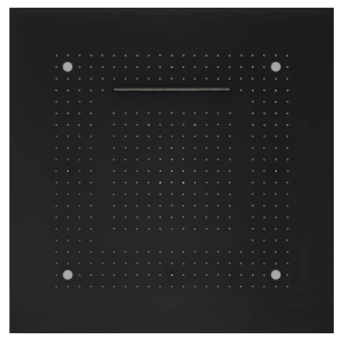 Soho douche à effet pluie 60x60 cm avec éclairage LED effet cascade et brouillard, cadre d'installation inclus, en noir mat