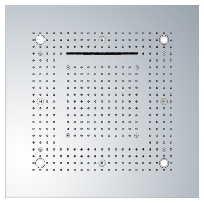 Pomme de douche Soho 60x60 LED effet cascade et brume avec cadre d'encastrement