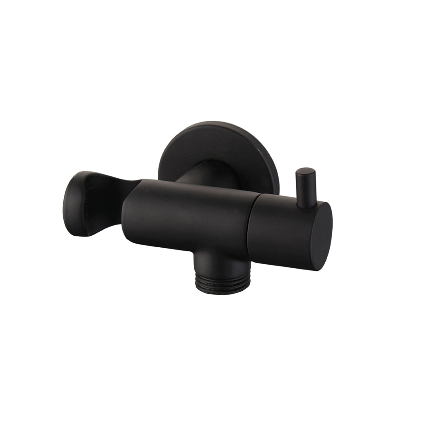 Design WC/Bidet Handbrause Komplettset mit Absperrventil - Rund in Schwarz Matt