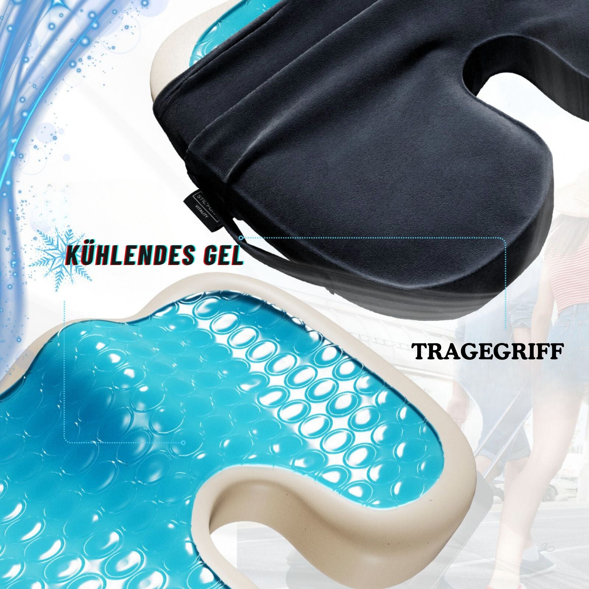 Cuscino ergonomico da seduta in schiuma memory e gel