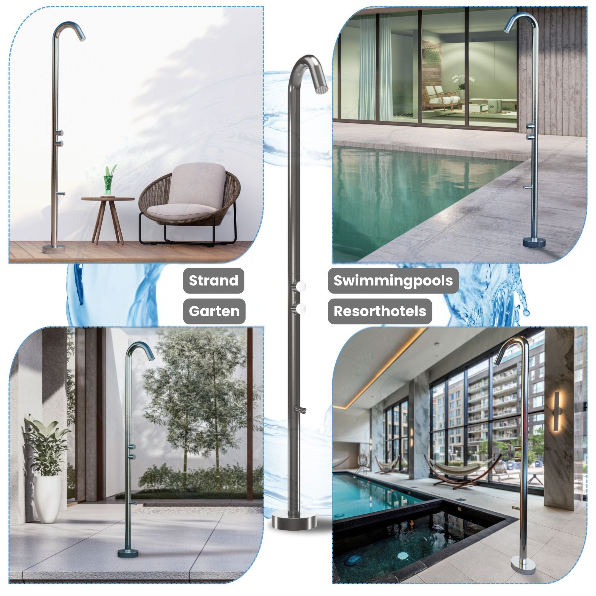 Colonne de douche de jardin design série PARK en acier inoxydable