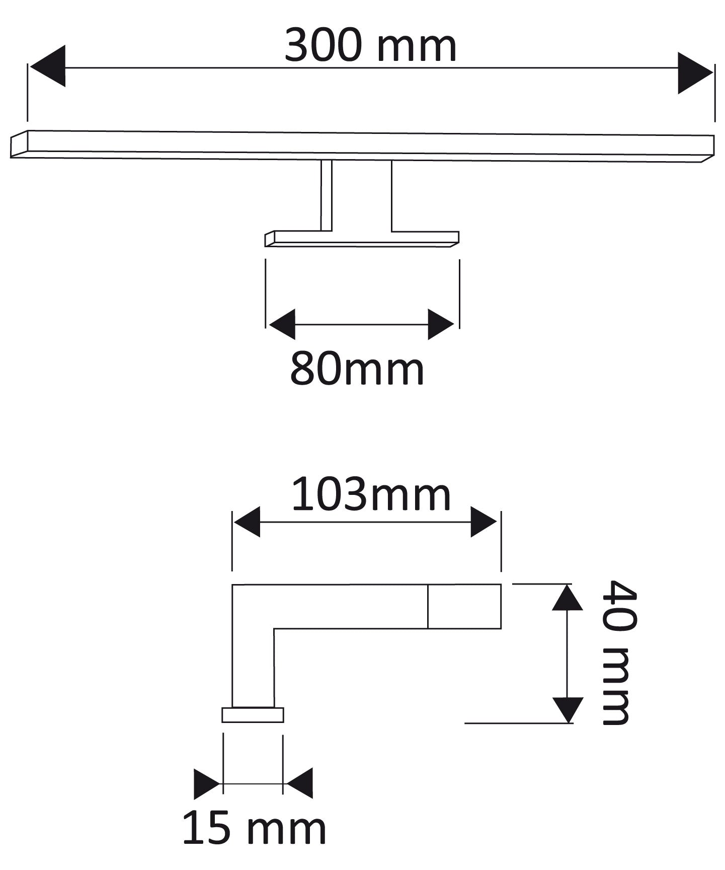 Luminaire LED pour armoire de salle de bains avec miroir, 30 cm, 5 W
