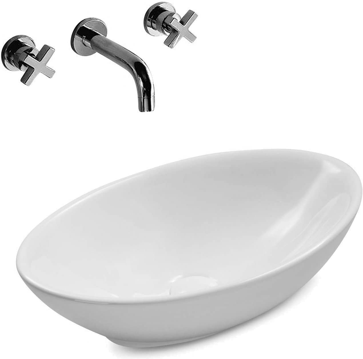 Lavabo in ceramica Park Brillante Bianco 52 cm