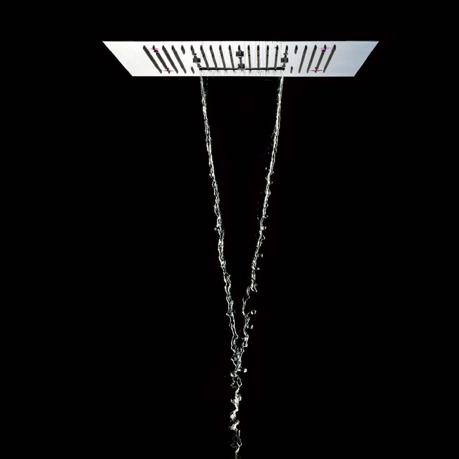 Douche de plafond Soho 80x80 LED cascade & brouillard avec cadre encastré