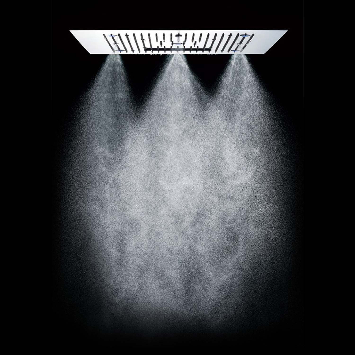 Douche de plafond Soho 80x80 LED cascade & brouillard avec cadre encastré