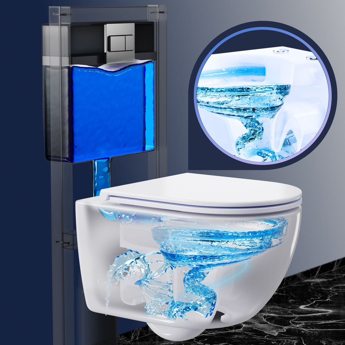Spülrandloses Dusch-WC SOHO 4.0 Compact mit abnehmbarem Softclose Sitz Taharet
