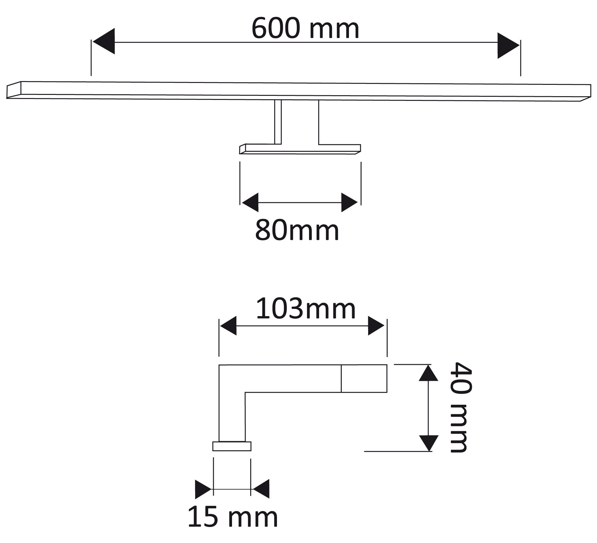 Luminaire LED pour armoires de toilette 60 cm 8W