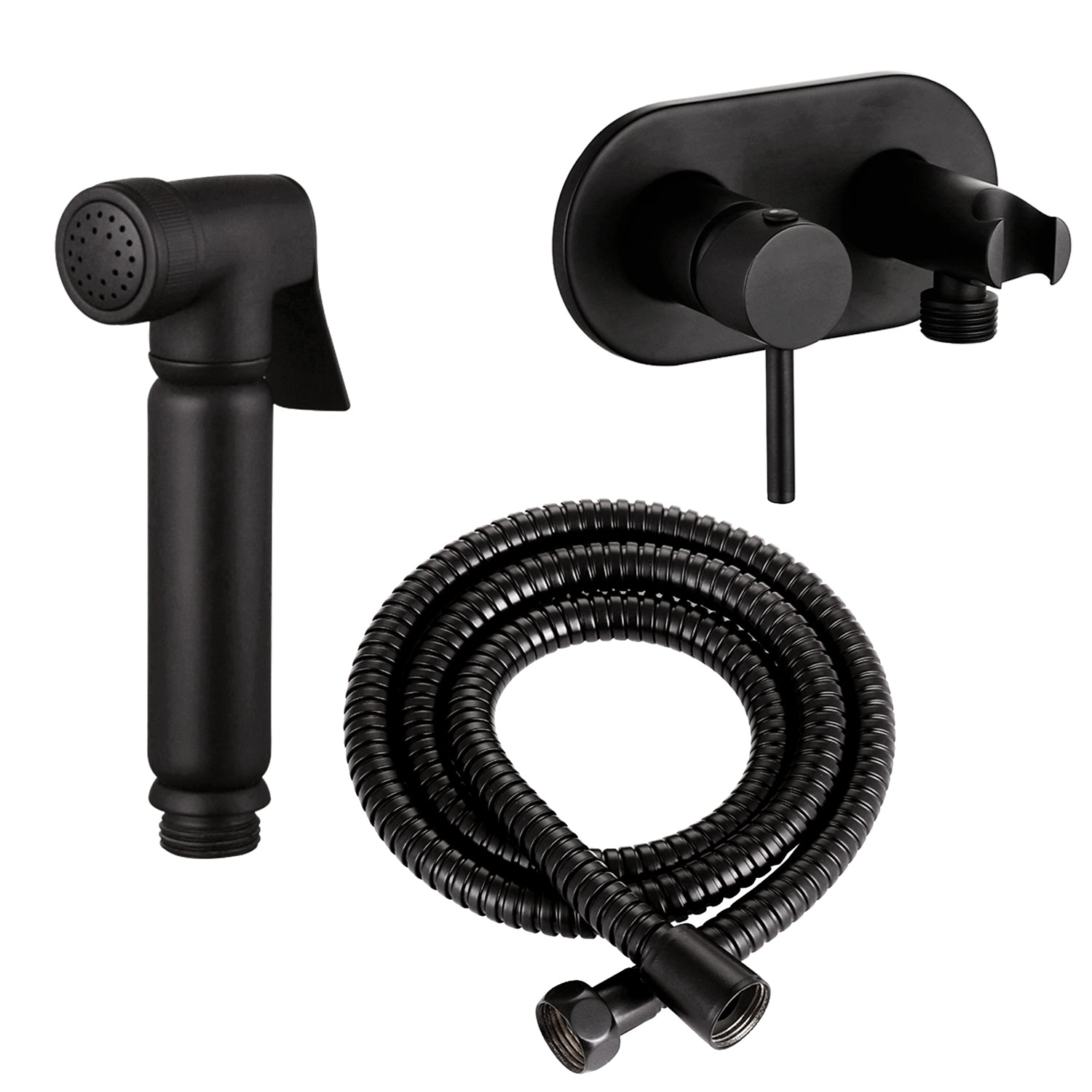 Design WC/Bidet Handbrause Komplettset mit Unterputz Mischer in Schwarz Matt