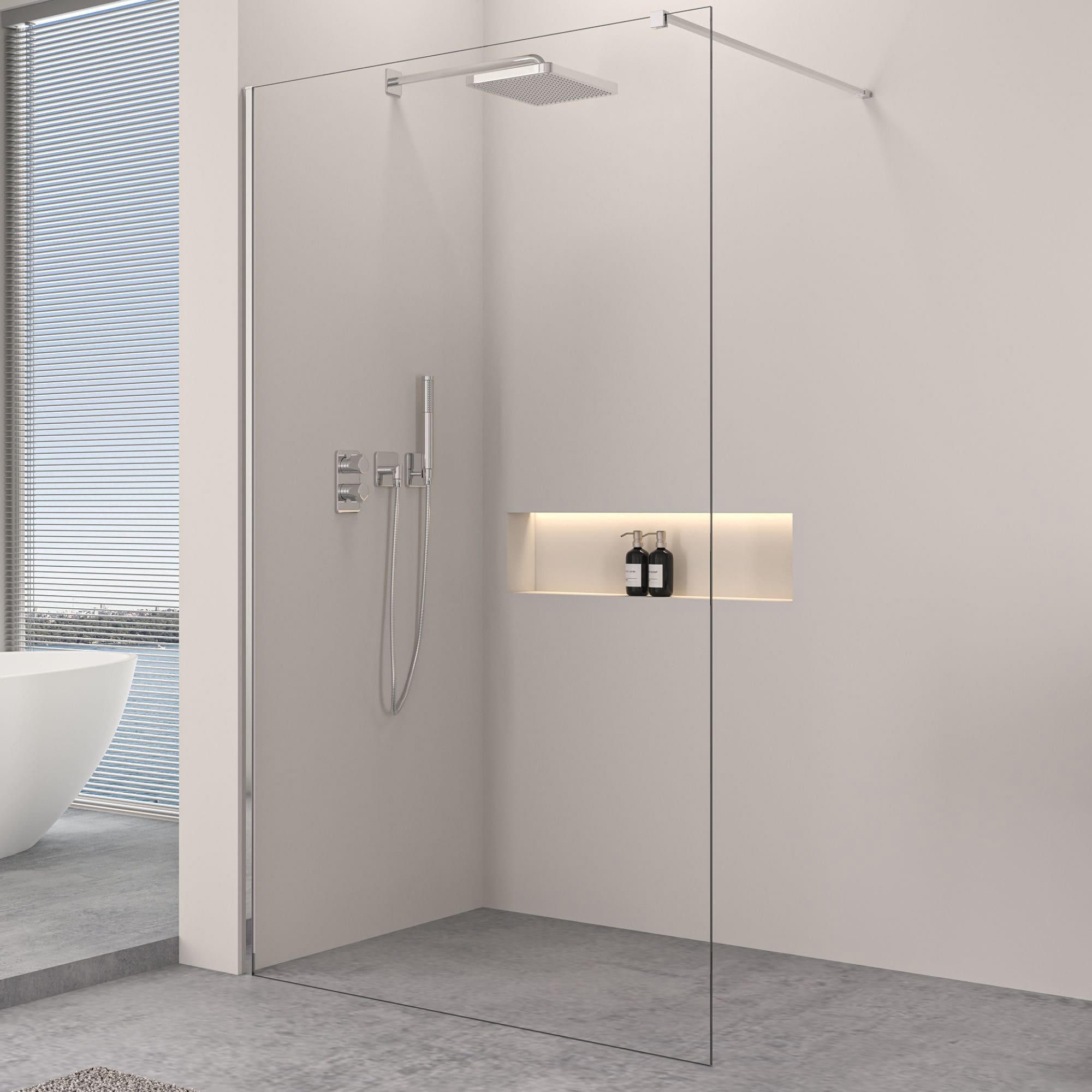 Walk-In Duschtrennwand 10mm ESG Glas 80-160 cm