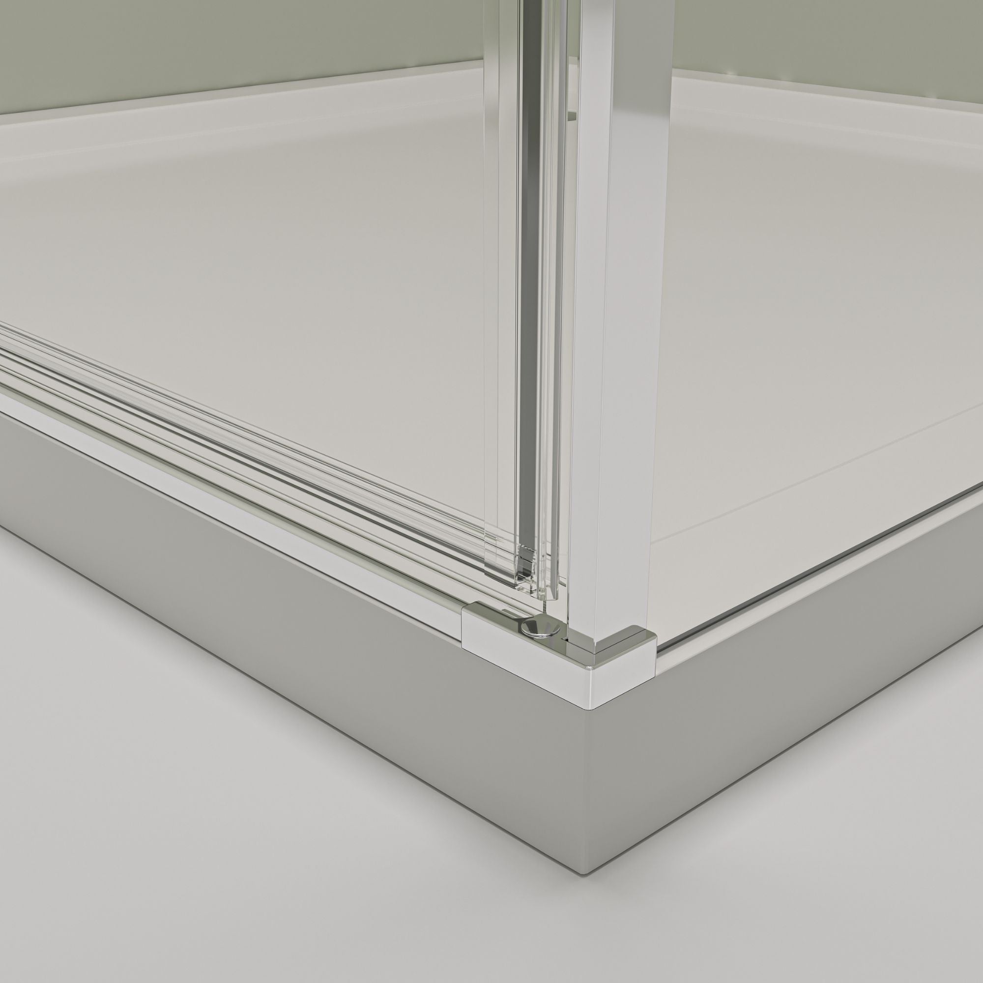 Box doccia ad angolo con porta a battente – Vetro di sicurezza 8 mm, profilo cromato, diverse misure