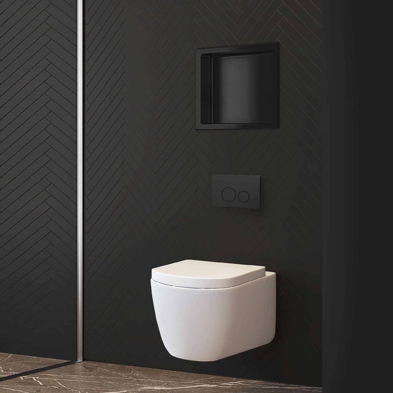 Niche murale en acier inoxydable Stilform noir mat en 30x30, 60x30 cm ou 90x30 cm