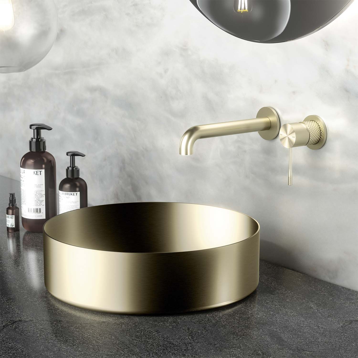Rubinetto lavabo incasso ICONIC miscelatore monocomando incluso corpo incasso in ottone spazzolato