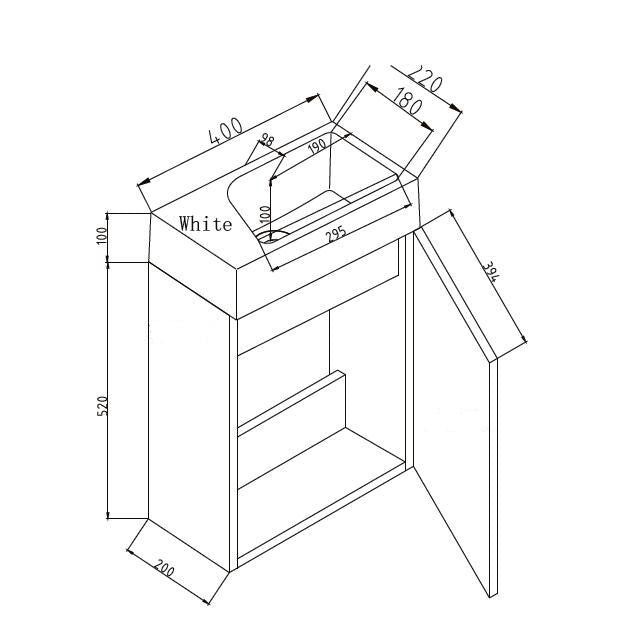 Meuble sous-lavabo avec lavabo pour WC invités
