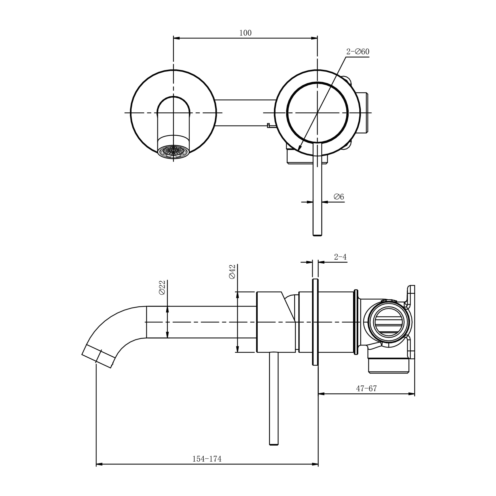 Wash basin mixer concealed series Park 2.0 black matt single lever mixer including base body
