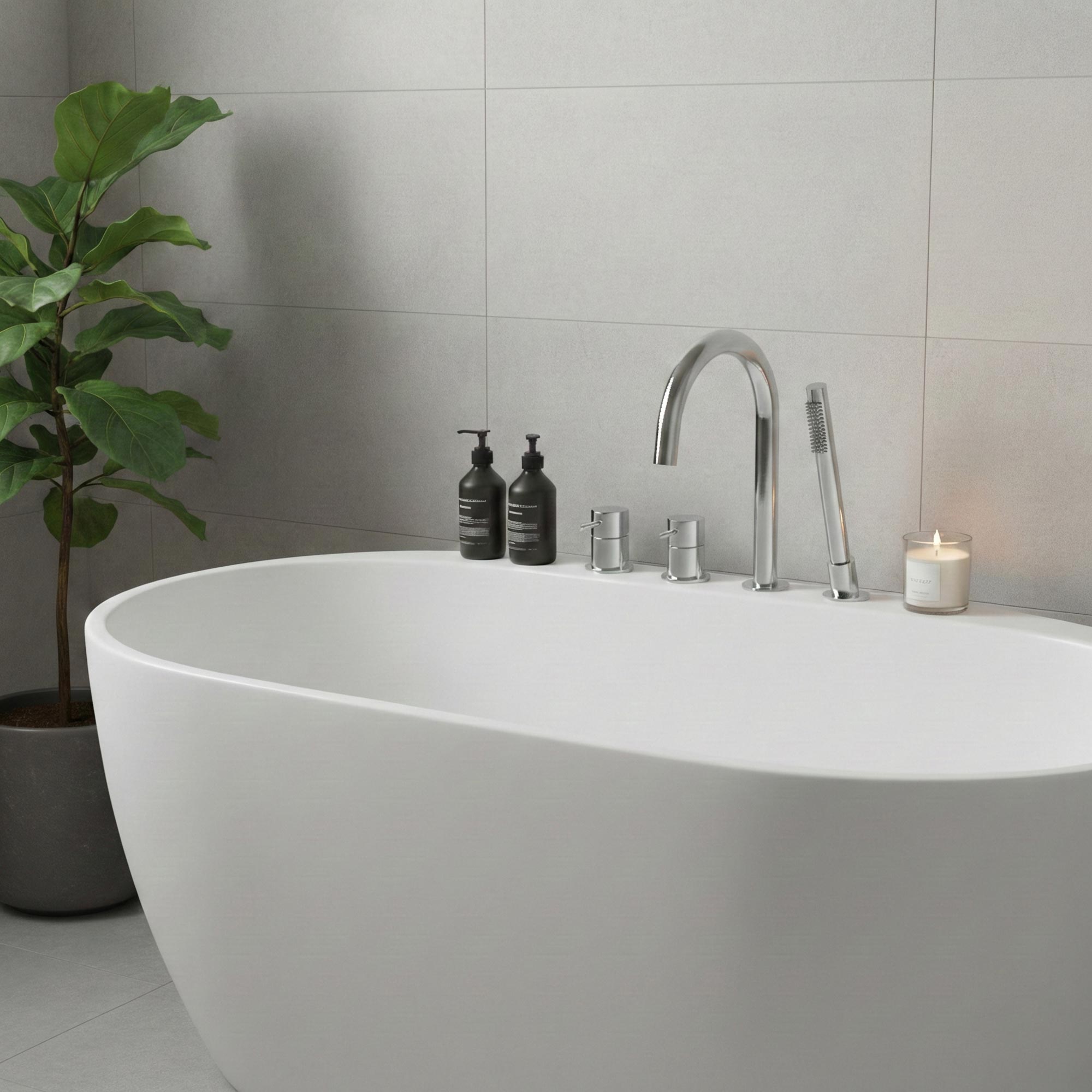 Stilform Mitigeur de bord de baignoire 4 trous Park - Acier inoxydable 304 - Chrome ou Noir Mat