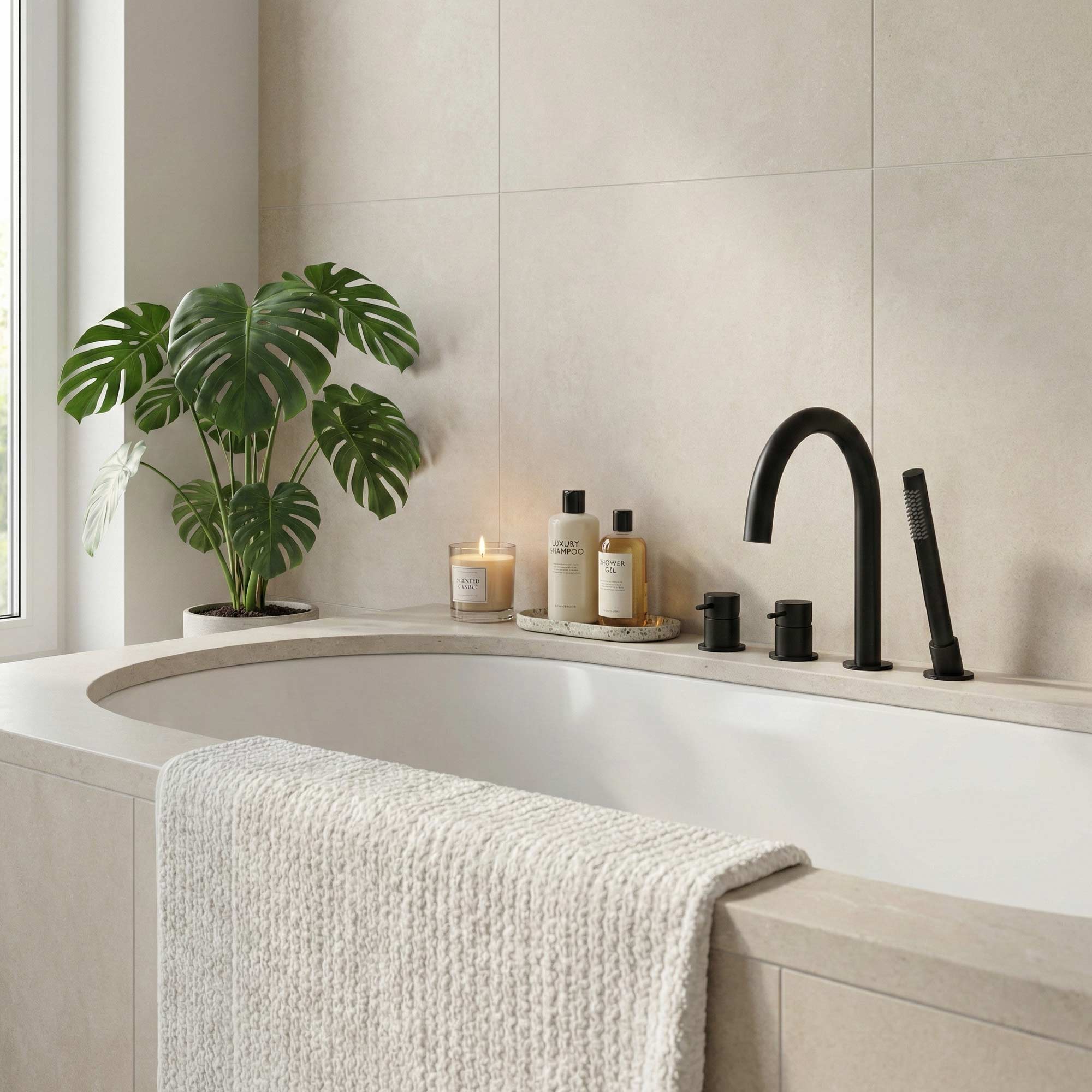 Stilform Mitigeur de bord de baignoire 4 trous Park - Acier inoxydable 304 - Chrome ou Noir Mat