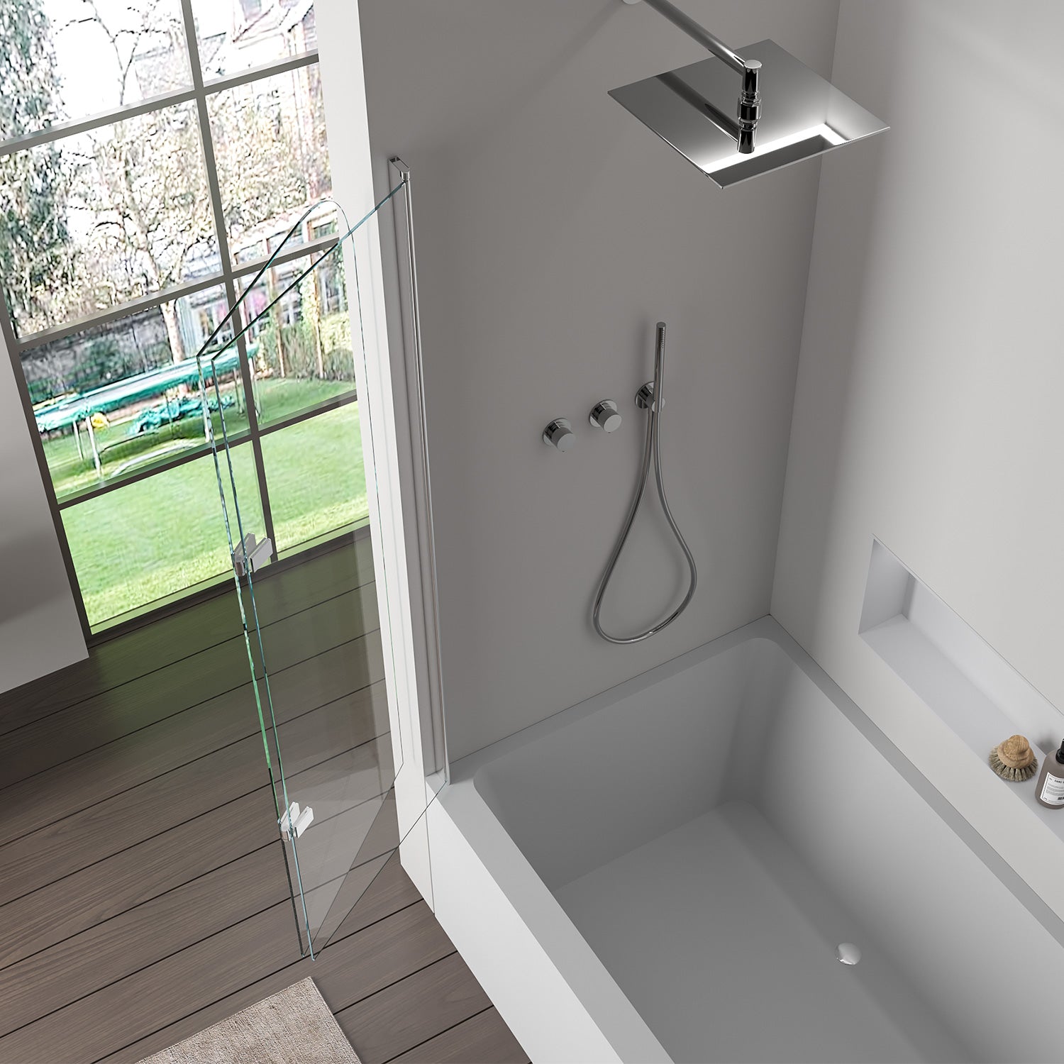 Pare-douche pour baignoire en verre chromé 120x140 pliable