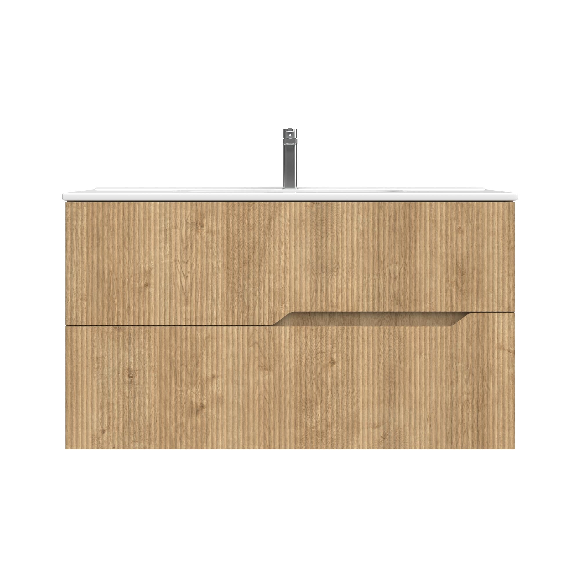 Bamboo – Waschtisch mit Unterschrank Set in Eiche Natur