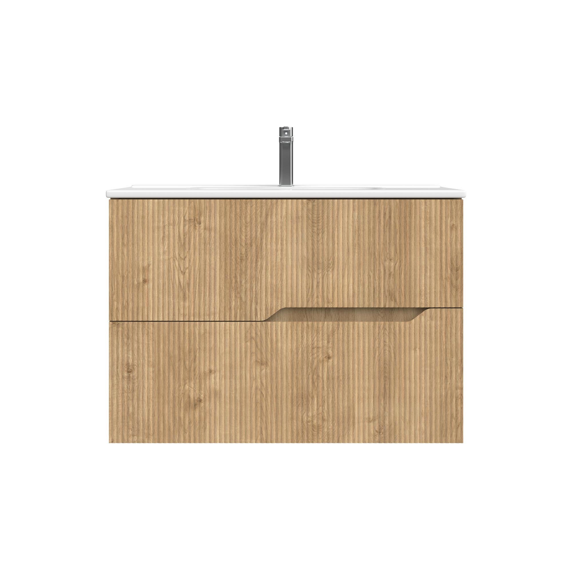 Bamboo – Waschtisch mit Unterschrank Set in Eiche Natur