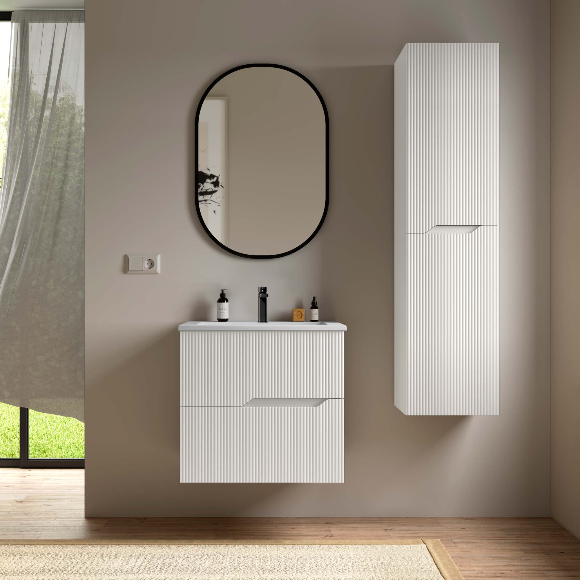 Bamboo – Hängeschrank in Weiß Matt